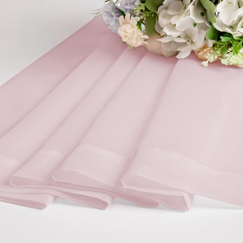OWEINE Sheer Curtains 84 Inches Long 2 Panels Set (Blush / 42"W x 84"L (Pack of 2))