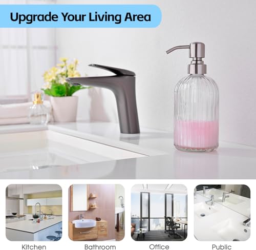 Glass Soap Dispensers for Kitchen and Bathroom (Brushed Nickle / 1-Pack)