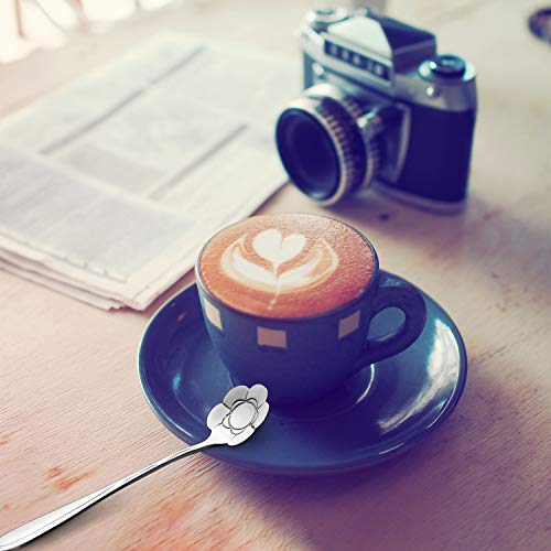 8 Pcs Flower Coffee Tea Teaspoons Stainless Sugar Spoons (Silver)