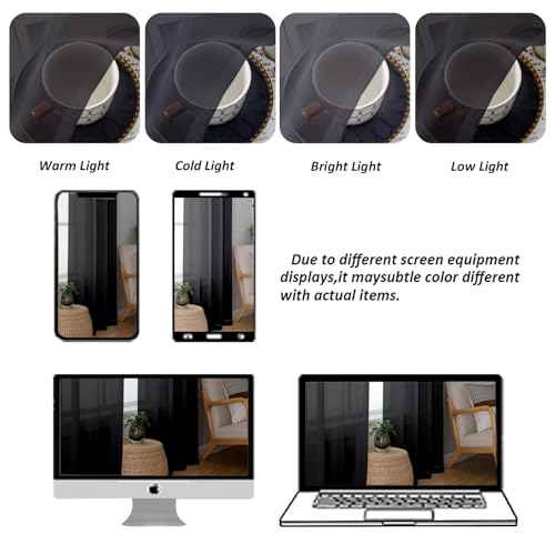 Extra Long Black Sheer Curtains 108 Inches Long 2 Panels (Black / 59"W x 108"L (Pack of 2))