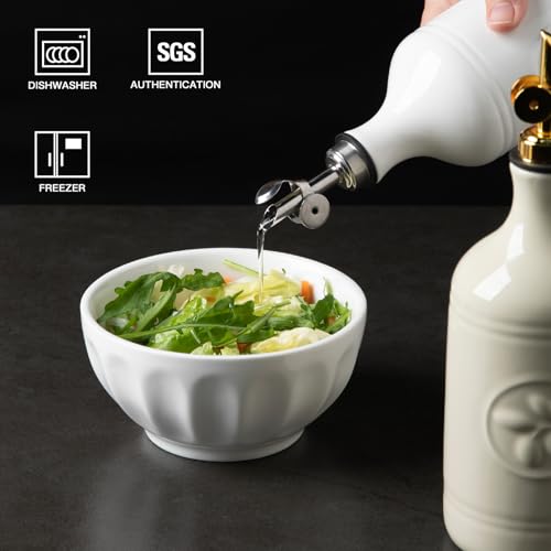 Sweejar 16 Oz Ceramic Olive Oil Dispenser Bottle (White / 16 Oz(Gold Spout))