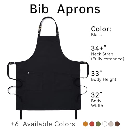 Chef Men Canvas Waterproof Apron Pocket 4251GB (1 Pack / Black)