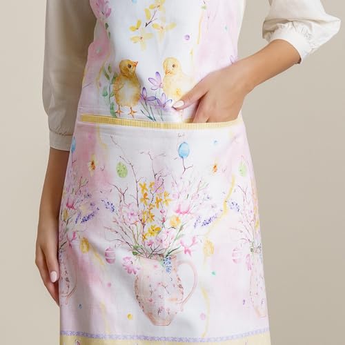 Aprons for women with Pocket 100% Cotton Pack of 1 (104 - Easter Zest)