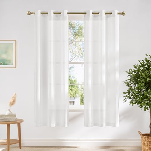 White Sheer Curtains 72 inch Length for Bedroom (36"W x 72"L (Pack of 2) / White)