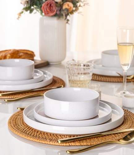 Stoneware Dinnerware Sets for 6 (Service for 6 / Modern-White)