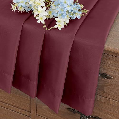 Burgundy Small Sheer Curtains 2 Panels Set (42"W x 36"L (Pack of 2) / Burgundy)