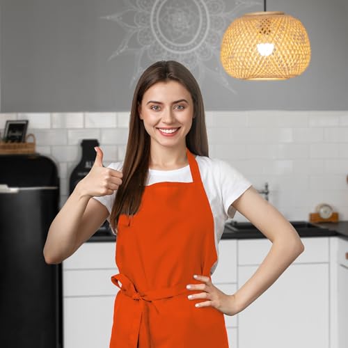 orange aprons for adults chef apron for men bbq apron for men aprons bulk (Pack of 2 / Orange)