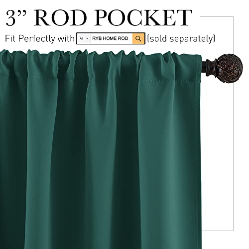 Short Hunter Green Blackout Curtains for Small Bedroom Window Cafe (Hunter Green / 42"W x 36"L (Pack of 2))