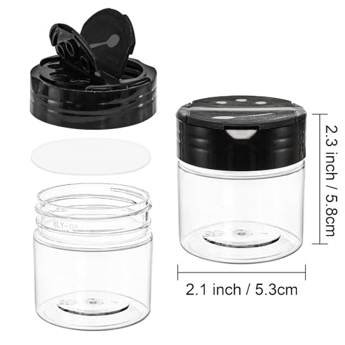 30 Pack Clear Plastic Jars 4 oz Mini Seasoning Bottles Spice Jars with Black Flip Cap to Pour Or Shaker
