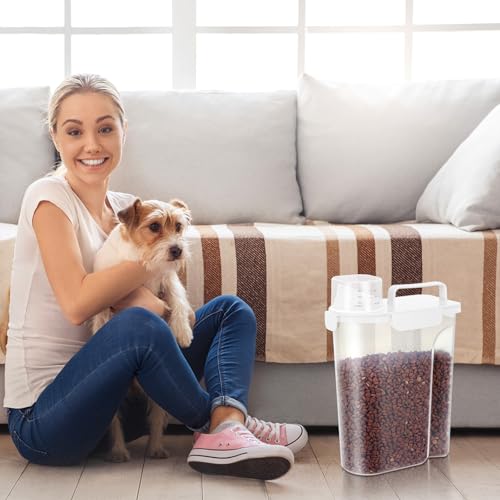 5Lbs Airtight Dog Cat Storage Container Portable with Upgraded Large Spout and Cup (White / 5L-2pack)