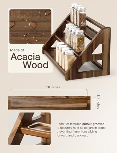 Acacia Wood Spice Rack (Walnut)