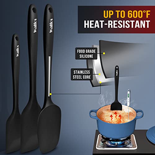 600°F High Heat Resistant Silicone Spatula Set of 5 (Black / 5 pieces Scraper Spatulas 600°F)