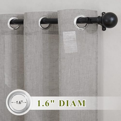 Charcoal Grey Linen Curtains for Bedroom 48 inch Long (36"W x 48"L (Pack of 2) / Charcoal Grey)
