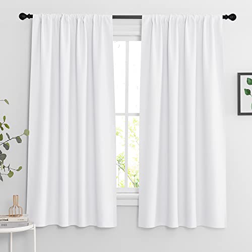 Extra Wide Curtains for Bedroom Living Dining Room 63 inches Long (Pure White / 62"W x 63"L (Pack of 2))