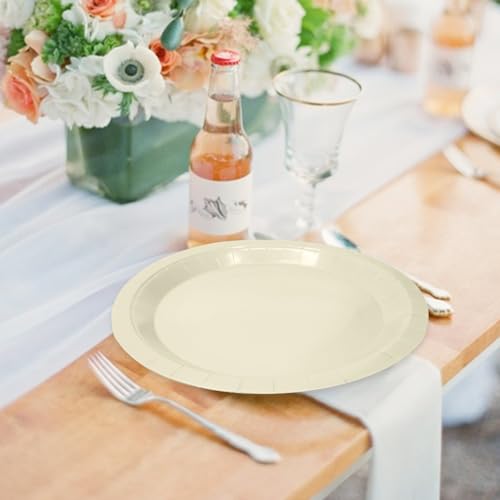 50 Pcs Ivory Paper Plates 7 Inch Ivory Dessert Plates Disposable Dinner Plates for Baby Shower Bridal Shower Birthday Party Supplies Disposable Paper Plates (ivory dinner plates / 50 Pcs)