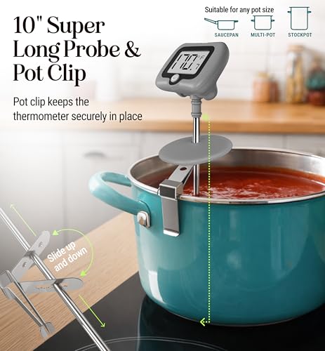 Digital Candy Thermometer with Pot Clip (Gray)
