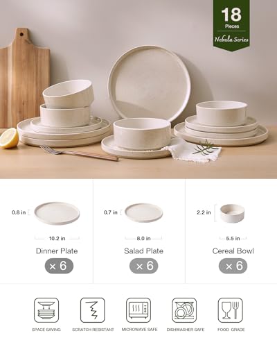 Nebula 18 Piece Stoneware Dinnerware Set (Creamy White with Colorful Speckles / Service for 6 (Standard Dinner Set))