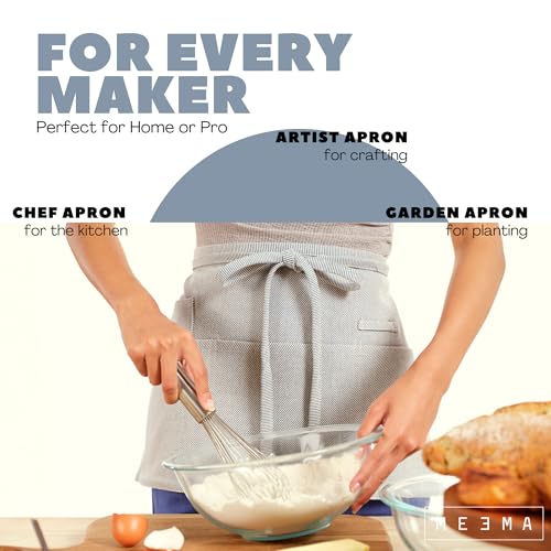 Chef Waist Aprons for Women with Pockets (Pro Chef Twill / Blue Denim)
