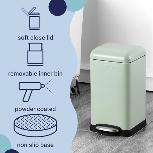 Betty Retro Mini 3.2 Gal Step Trash Can (Pistachio Gelato)