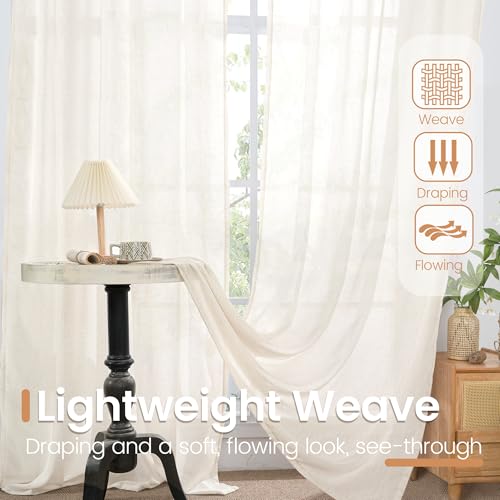 Linen Cafe Curtains 42X36 Inch Length for Over Sink Windows (Linen / 42"W x 36"L (Pack of 2))