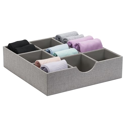 Grey 728 1 Deep 9 Section Drawer Organizer Box for Storage 12 in x 3.13 (Grey)