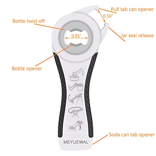 Jar Opener Bottle Opener for Weak Hands (White)
