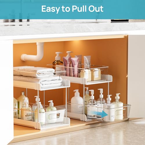 4 Pack Pull Out Bathroom Under Sink Organizer (White / S-Standard (4 Pack))
