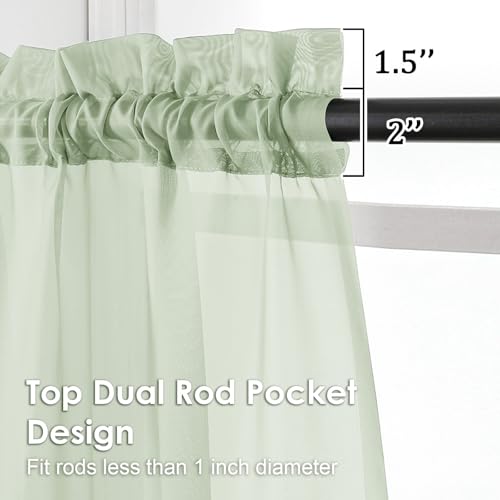 Light Green Sheer Curtains 84 Inches Long 2 Panels (Light Green / 42"W x 84"L (Pack of 2))