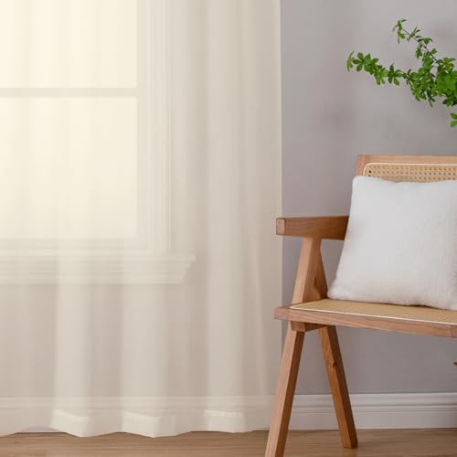 Cream Sheer Curtains 72 Inches Long 2 Panels (Cream / 42"W x 72"L (Pack of 2))