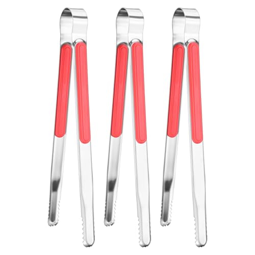 3 Pack Grill Tongs (Red / 10 Inch)