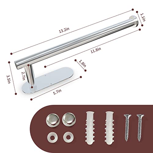Under Cabinet Wall Mount Paper Towel Holder (Bright Silver)