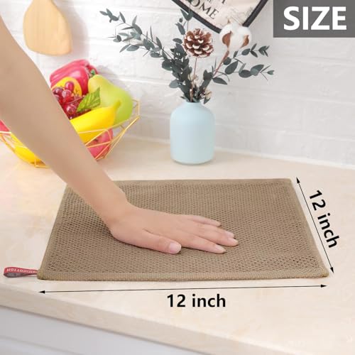 100% Cotton Waffle Weave Kitchen Dish Cloths 18 (Tan / 12 X 12 - 18 Pack)