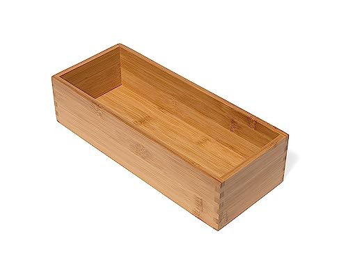 Bamboo Utensil Holder Storage Box for Cooking Tools (5" x 12" x 3")