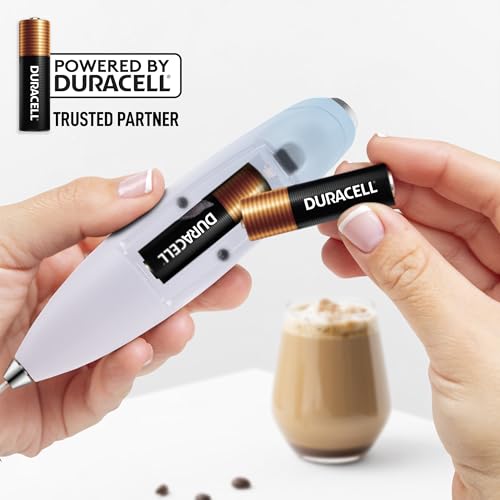 Powerful Milk Frother Wand With Duracell Batteries (Cloud / Triple Whisk + Batteries)