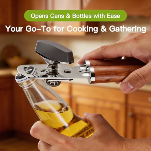 Stainless Steel Can Opener Rosewood Handle Seniors Bottle Opener (Rosewood)