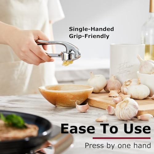 High Effective Premium Garlic Press Set (Chrome Silver - 3 Set)