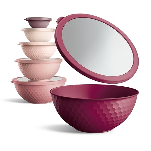 Mixing Bowls with Lids (Rose Embossed)