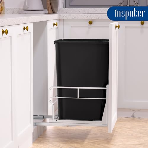 Pull Out Trash Can Cabinet with Soft (Single / Silver)
