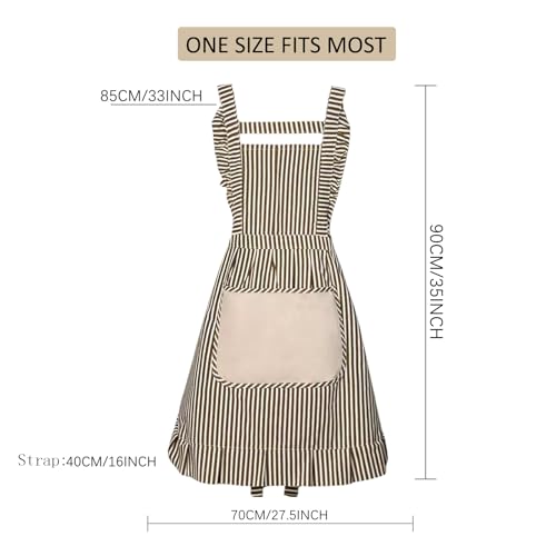 Cute Cotton Apron for Women (Medium / Brown)