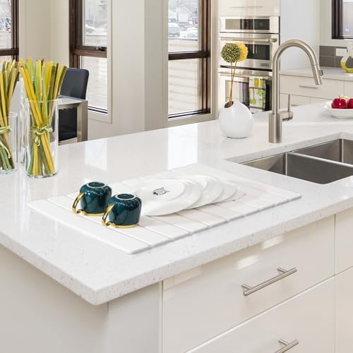 Stone Drying Mat for Kitchen Counter 24"×16"with Water Absorbent Coaster