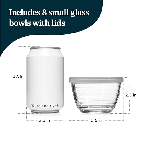Small Glass Bowls with Lids Set of 8 (Small/w Lids 8)