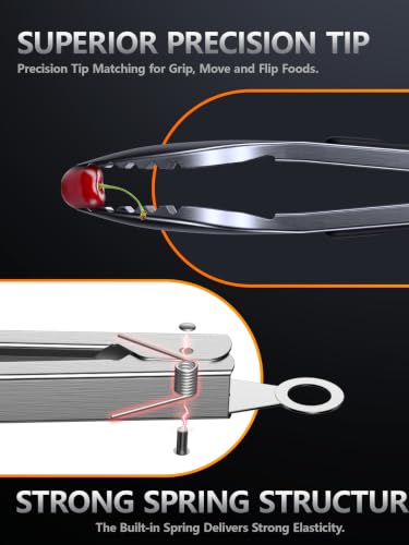 Kitchen Tongs with Teeth for Strong Gripping (Black)