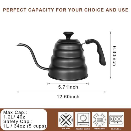 Gooseneck Kettle 1200ml for Pour Over Coffee Stovetop (1200ml)