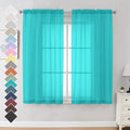 Turquoise Sheer Curtains 63 Inches Length 2 Panels (Turquoise / 42"W x 63"L (Pack of 2))