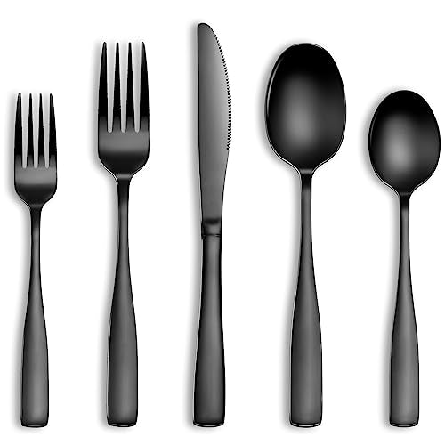20 Pcs Black Silverware Set (Black)