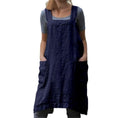 Cotton Linen Apron Cross Back Apron for Women with Big Pockets Square Pinafore Dress for Baking Cooking BBQ & Grill (Blue / Large)