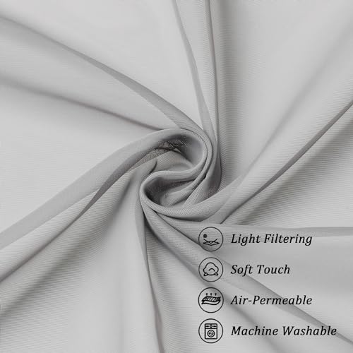 Light Grey Sheer Curtains 96 inches Long 2 Panels (Light Grey / 42"W x 96"L (Pack of 2))