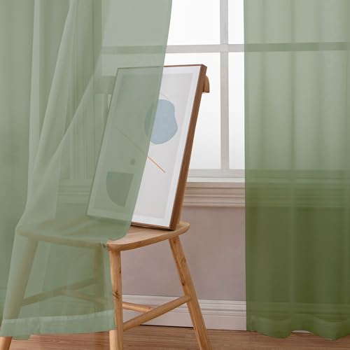 Sage Green Sheer Curtains (Sage Green / 59"W x 63"L (Pack of 2))