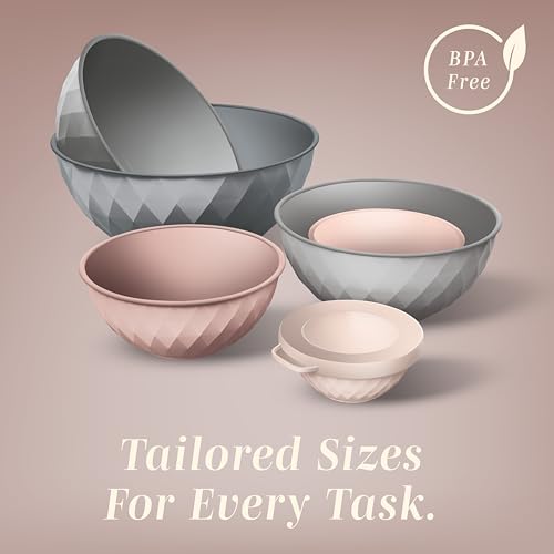 Mixing Bowls with Lids (Grey/Pink Diamond)