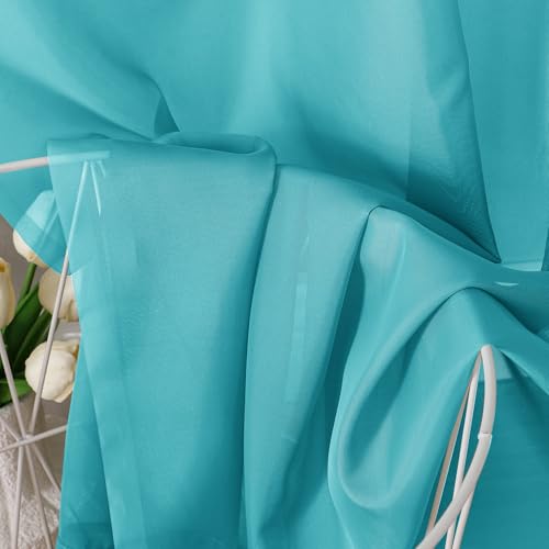 Turquoise Sheer Curtains 96 Inches Long 2 Panels Set (42"W x 96"L (Pack of 2) / Turquoise)